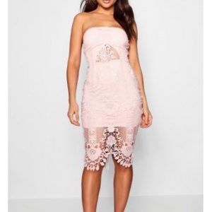 Pink crochet lace midi dress